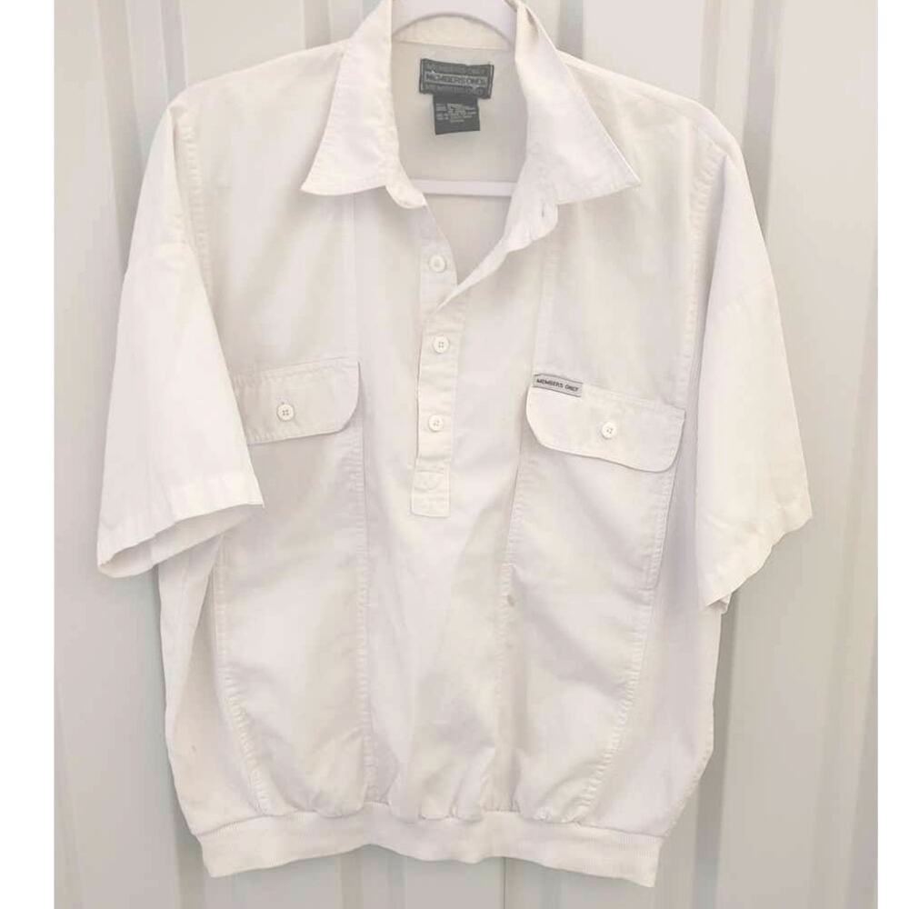 Vintage Members Only Shirt Henley Large White